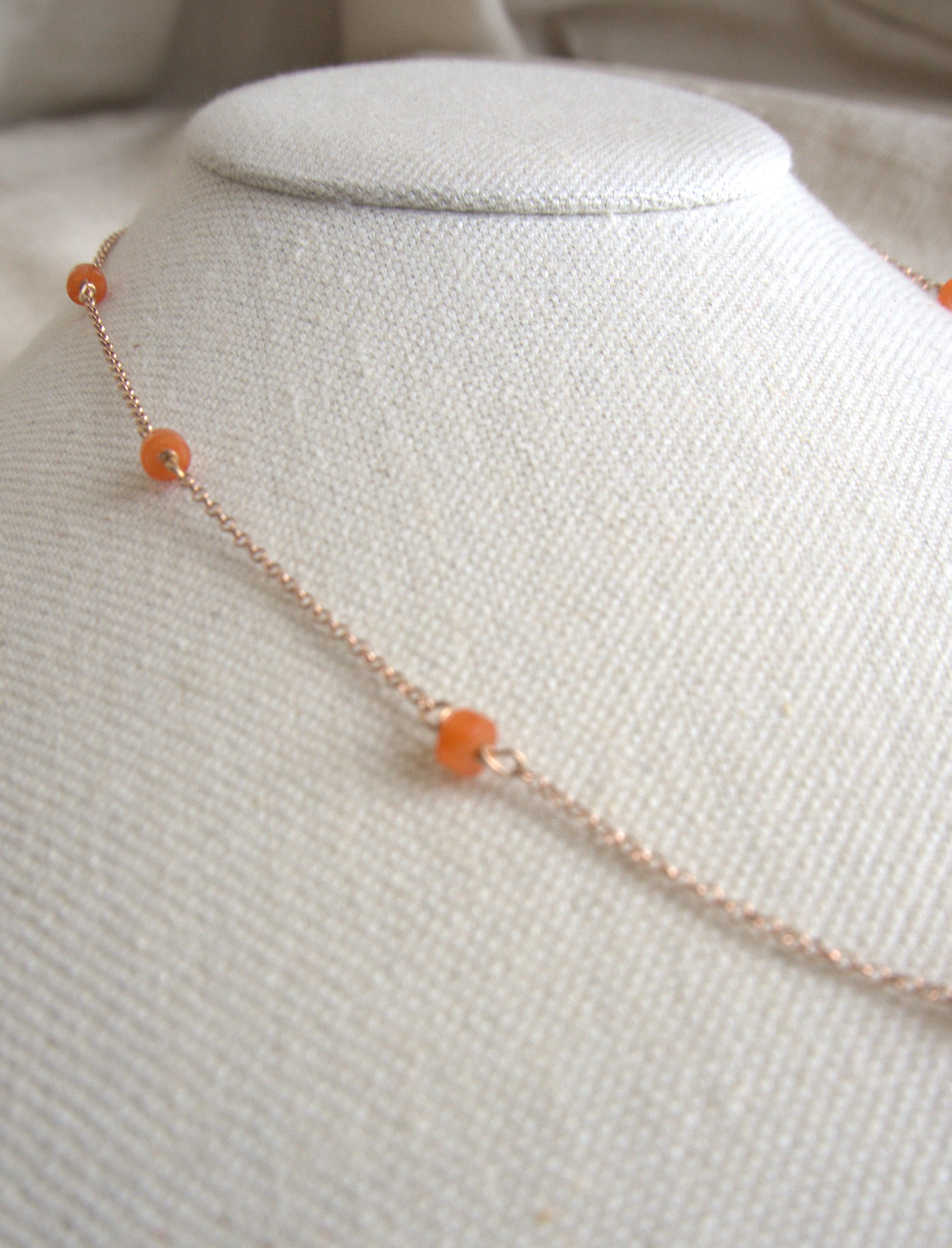 Collana Alternata - giada arancio rondelle