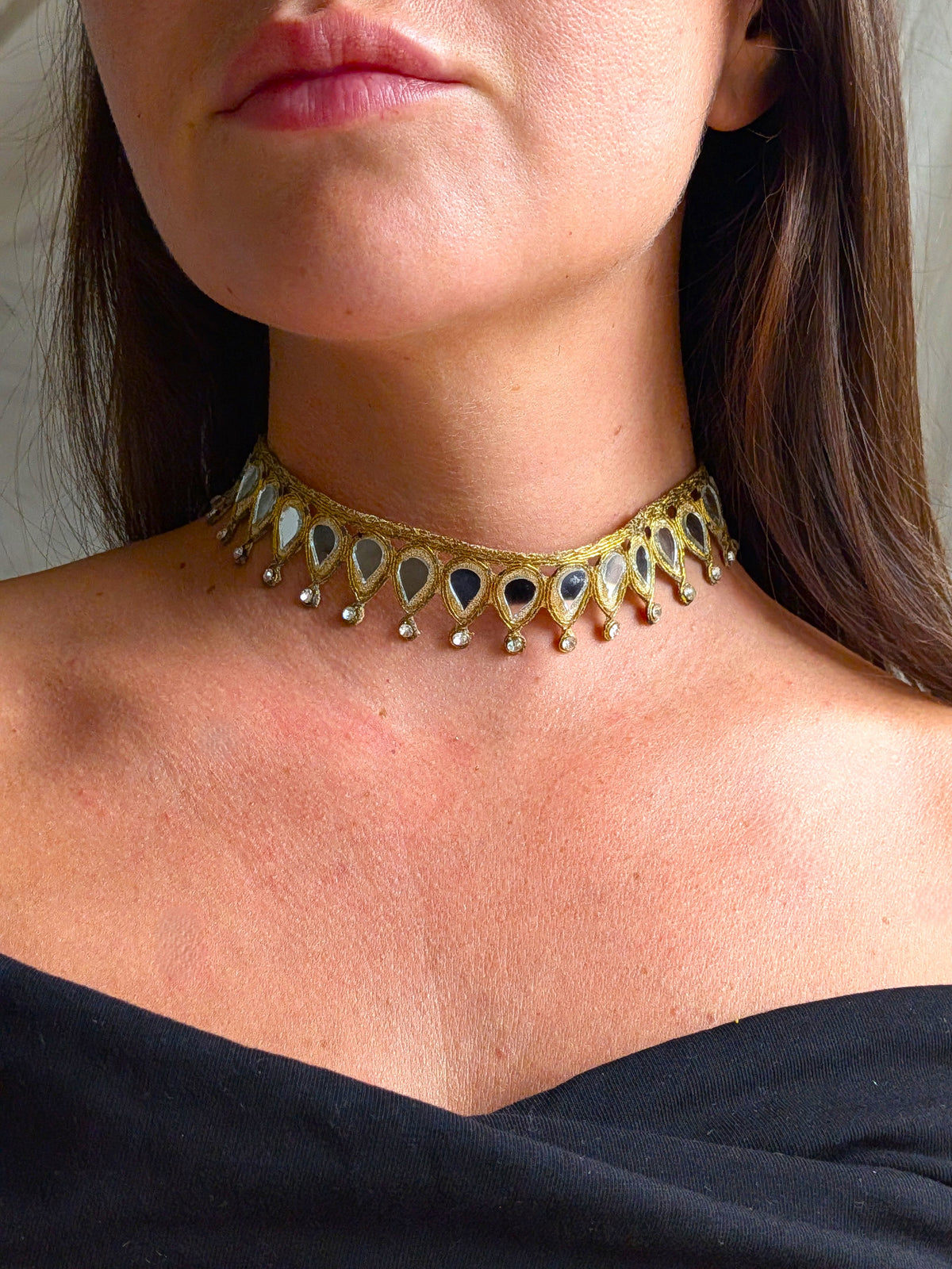 Collana Gocce e Strass - Oro