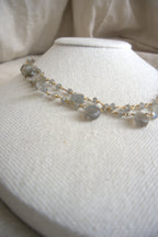 Collana Rosario lunga con pietre a goccia - labradorite