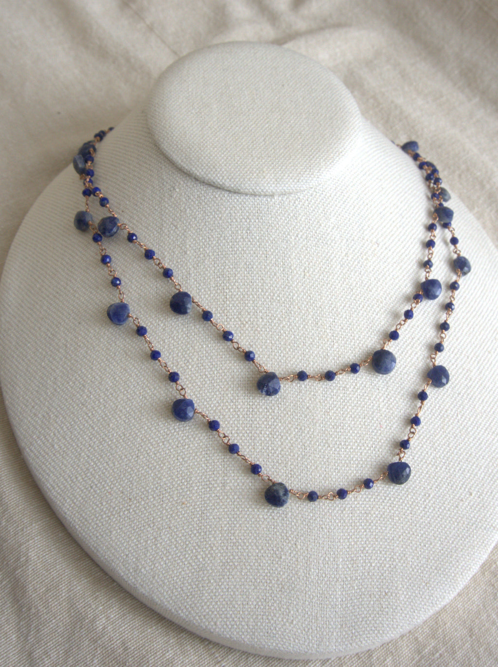 Collana Rosario lunga con pietre a goccia - lapislazzuli
