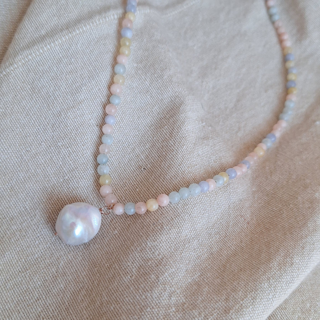 Amuleto della Perla - Morganite e Perla bianca