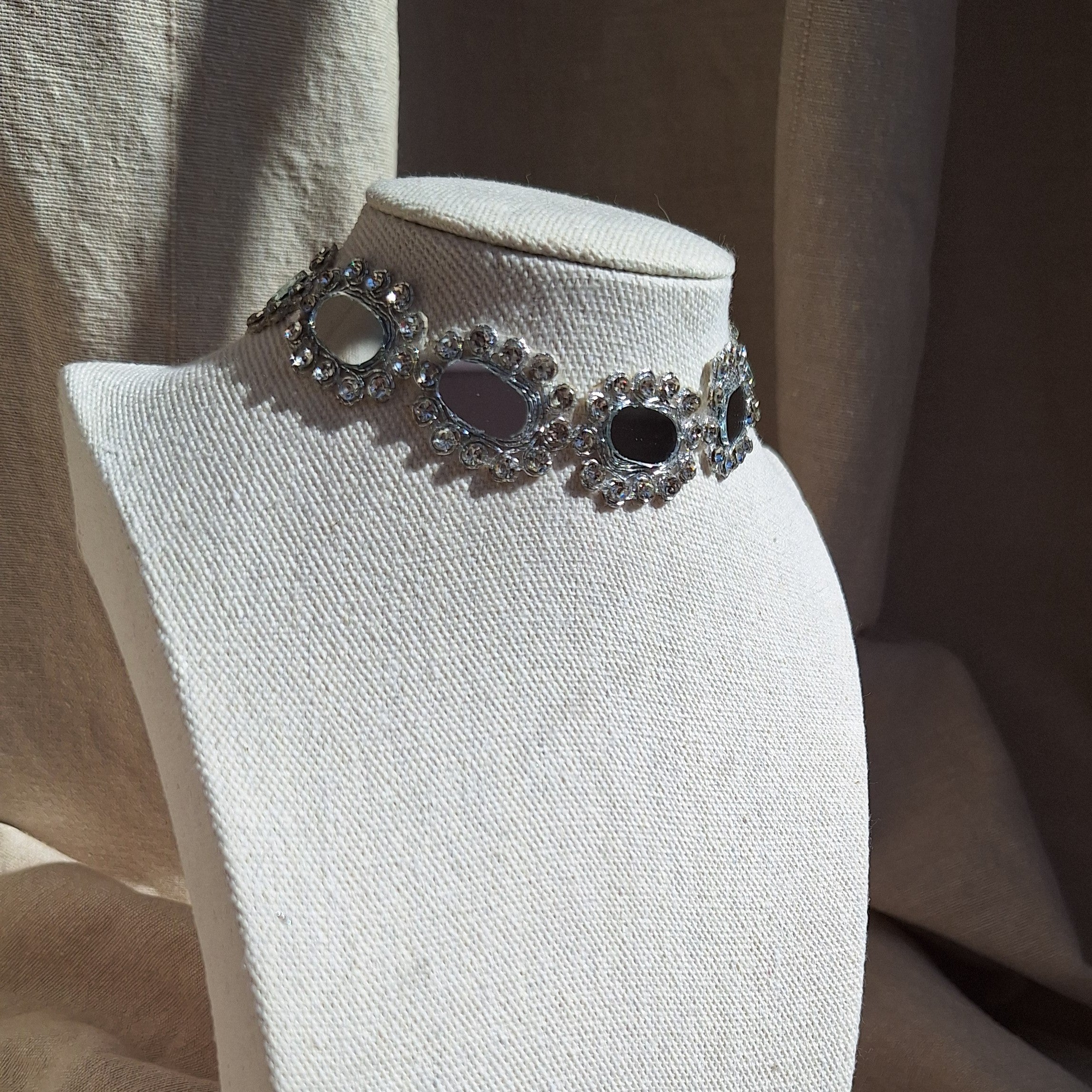 Collana Ovali e Strass - Argento