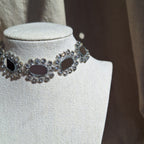 Collana Ovali e Strass - Argento