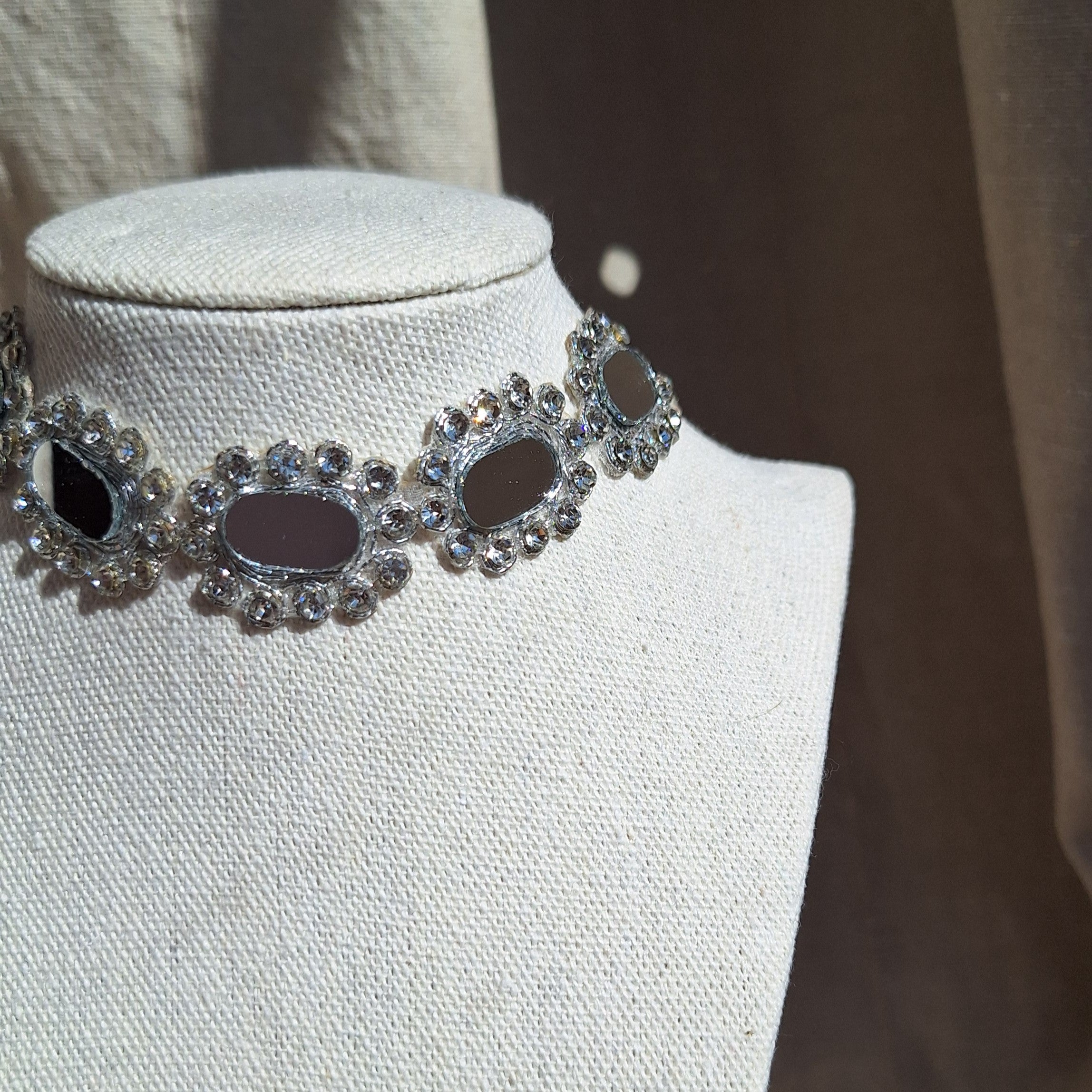 Collana Ovali e Strass - Argento