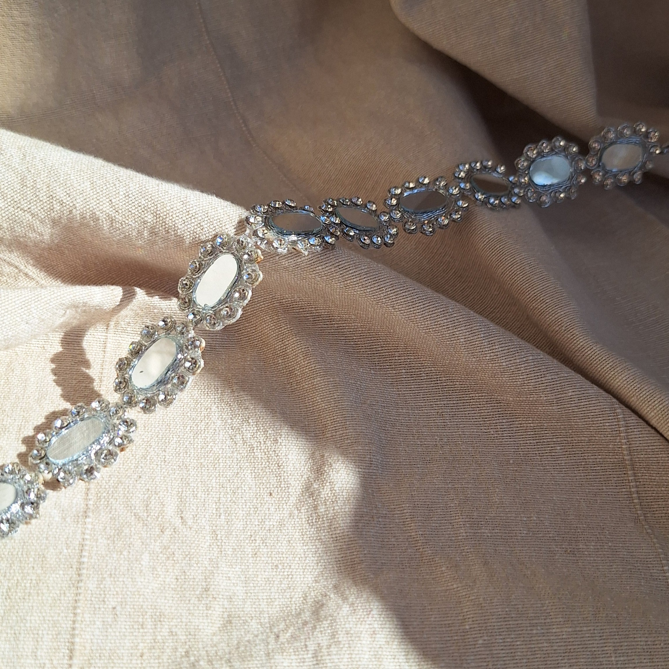 Collana Ovali e Strass - Argento