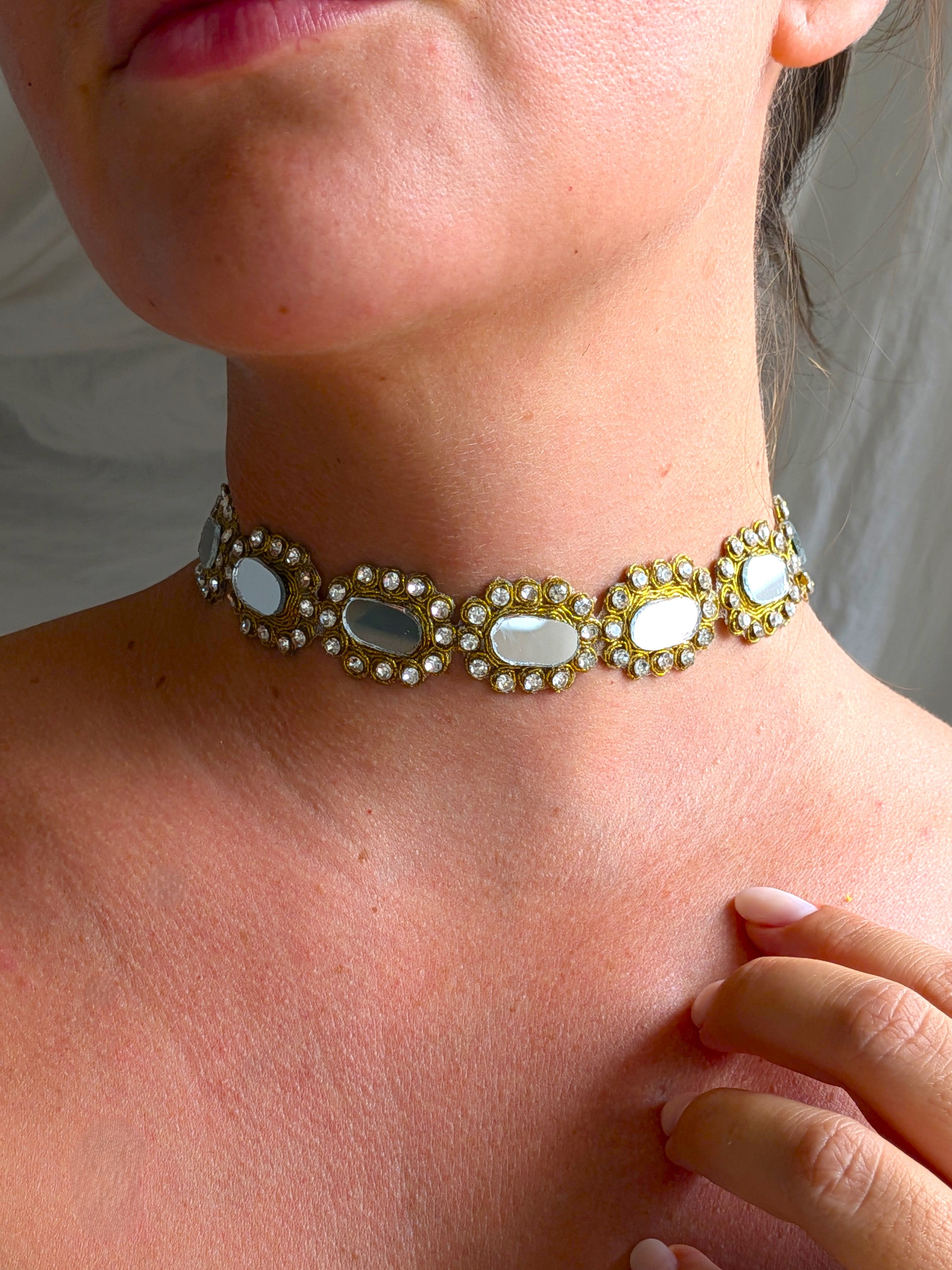 Collana Ovali e Strass - Oro