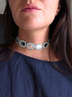 Collana Ovali e Strass - Argento