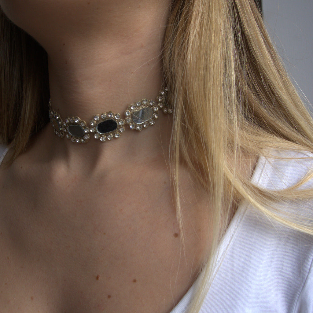 Collana Ovali e Strass - Oro Rosa