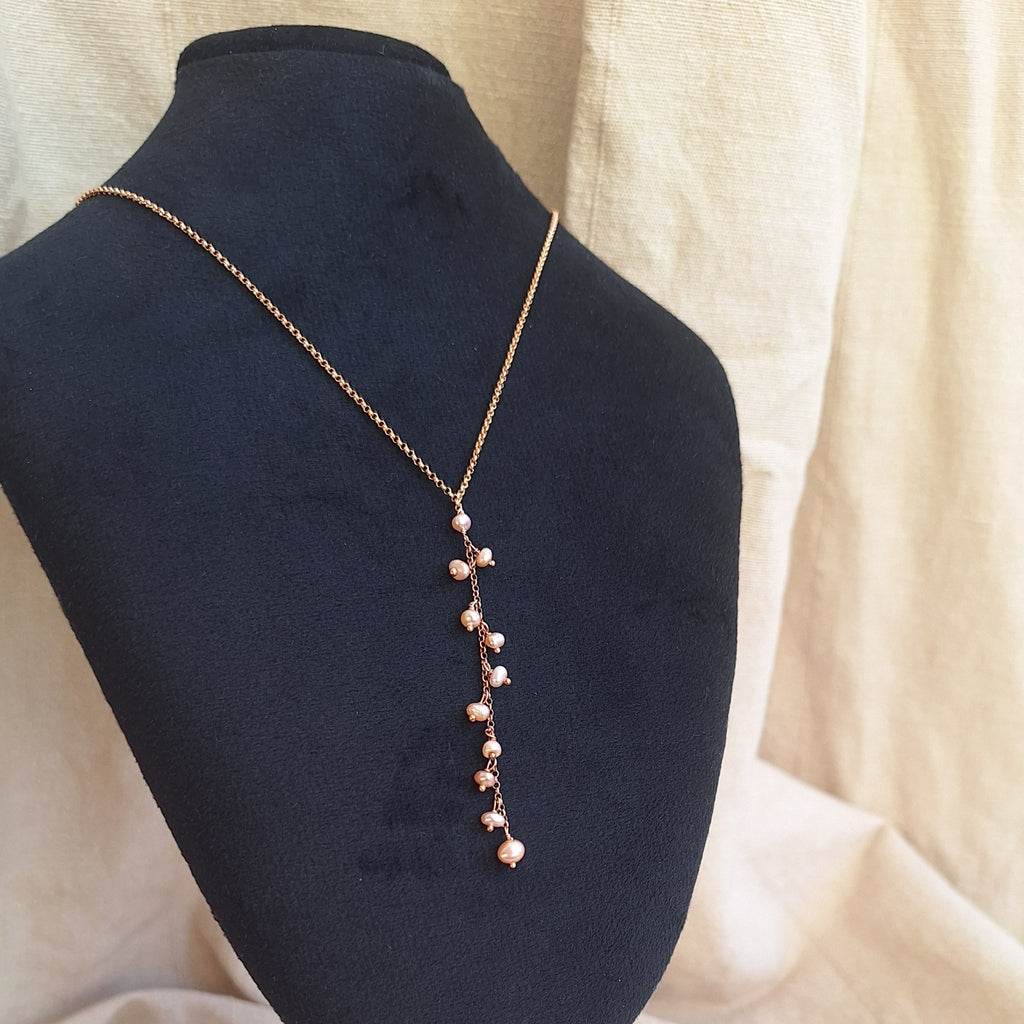 Collana Cascata di Gemme con Ciondolini di Perle