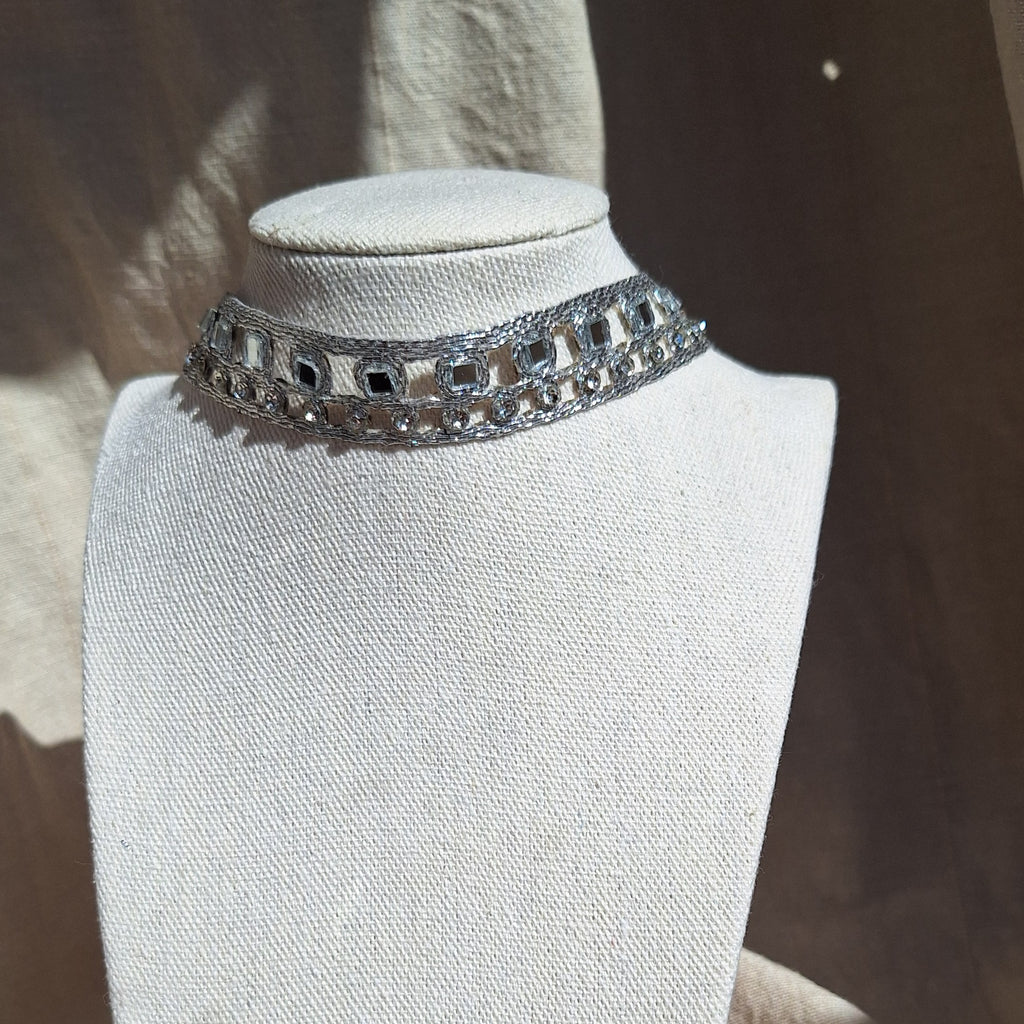 Collana Quadratini e Strass - Argento