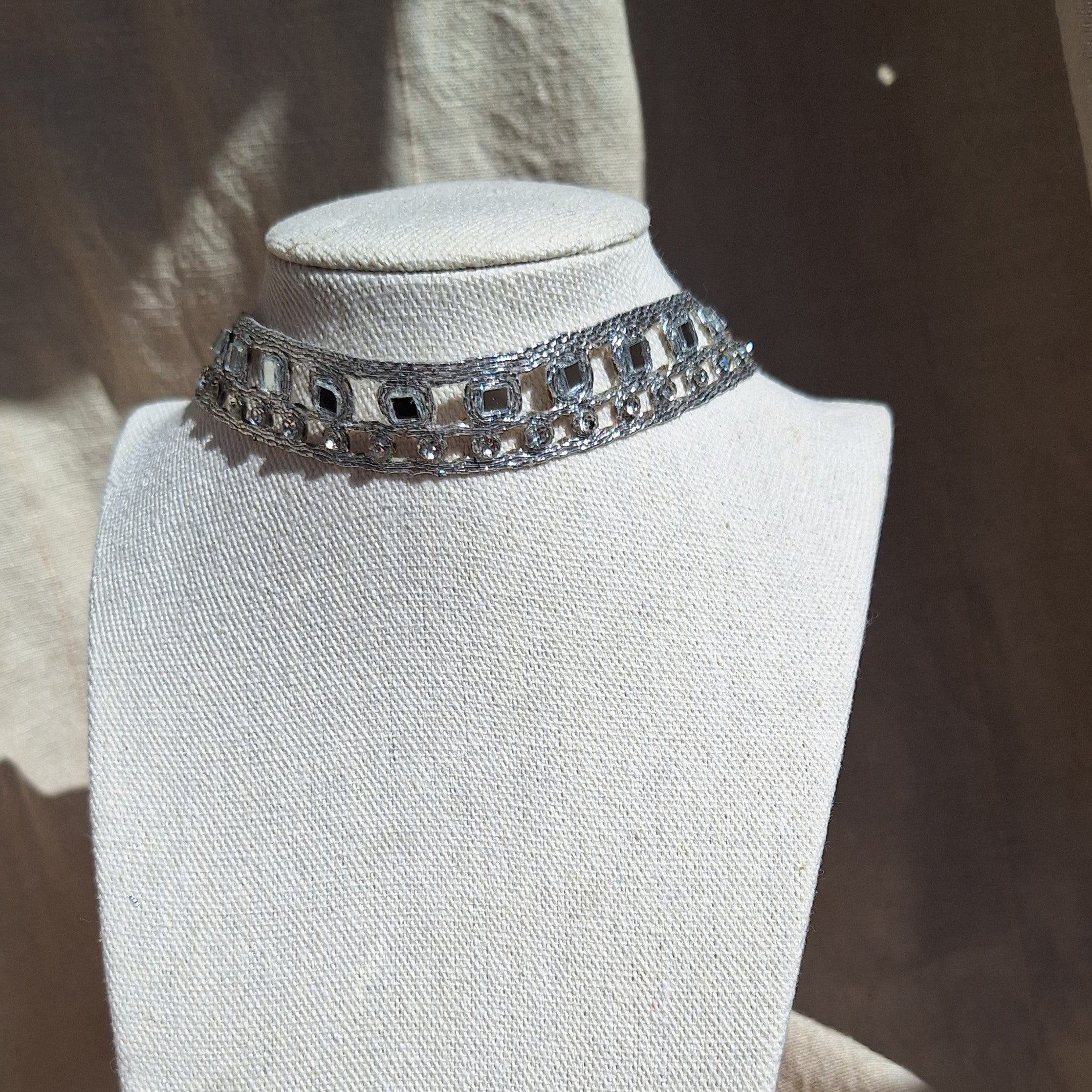Collana Quadratini e Strass - Argento