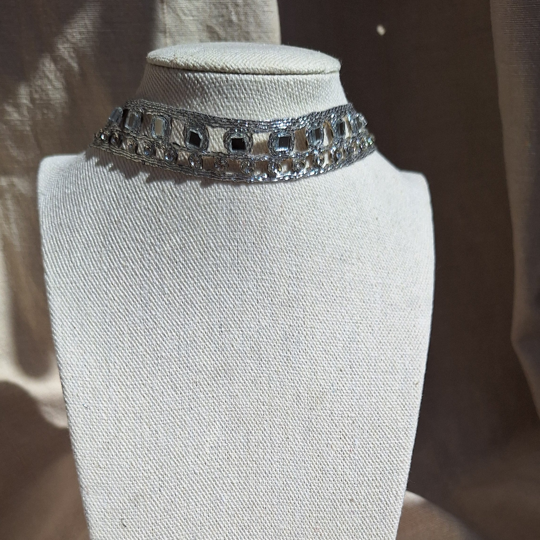 Collana Quadratini e Strass - Argento