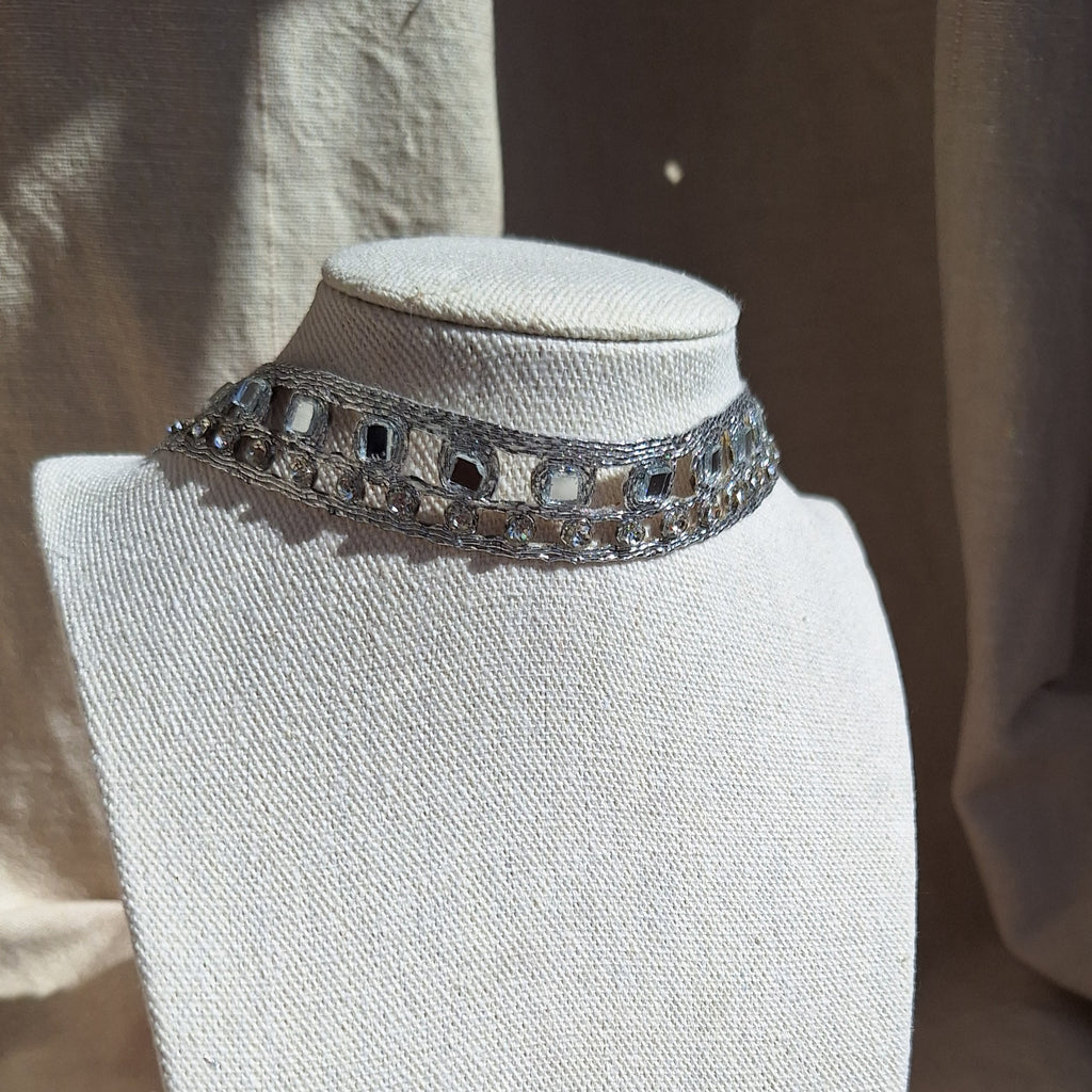 Collana Quadratini e Strass - Argento