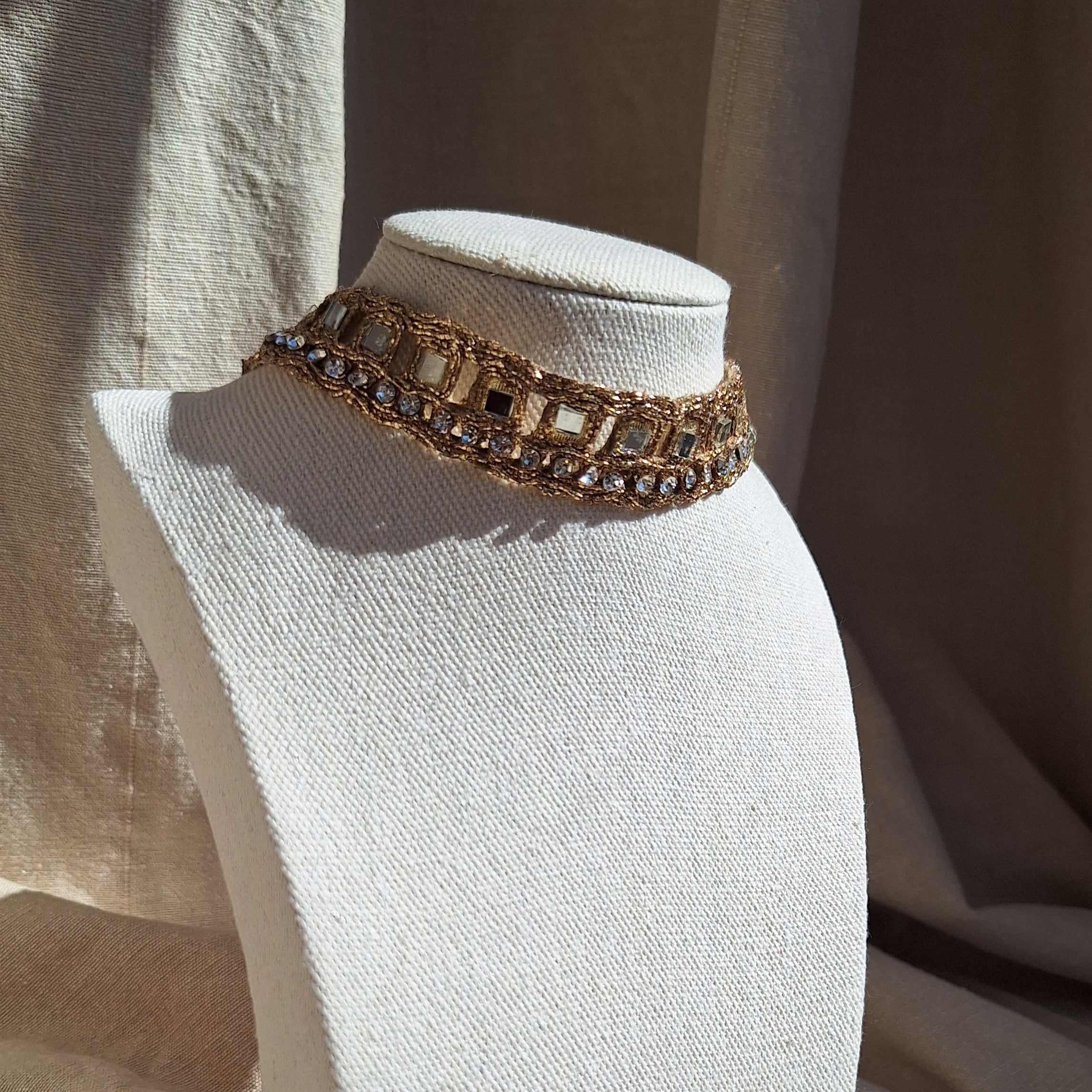 Collana Quadratini e Strass - Oro