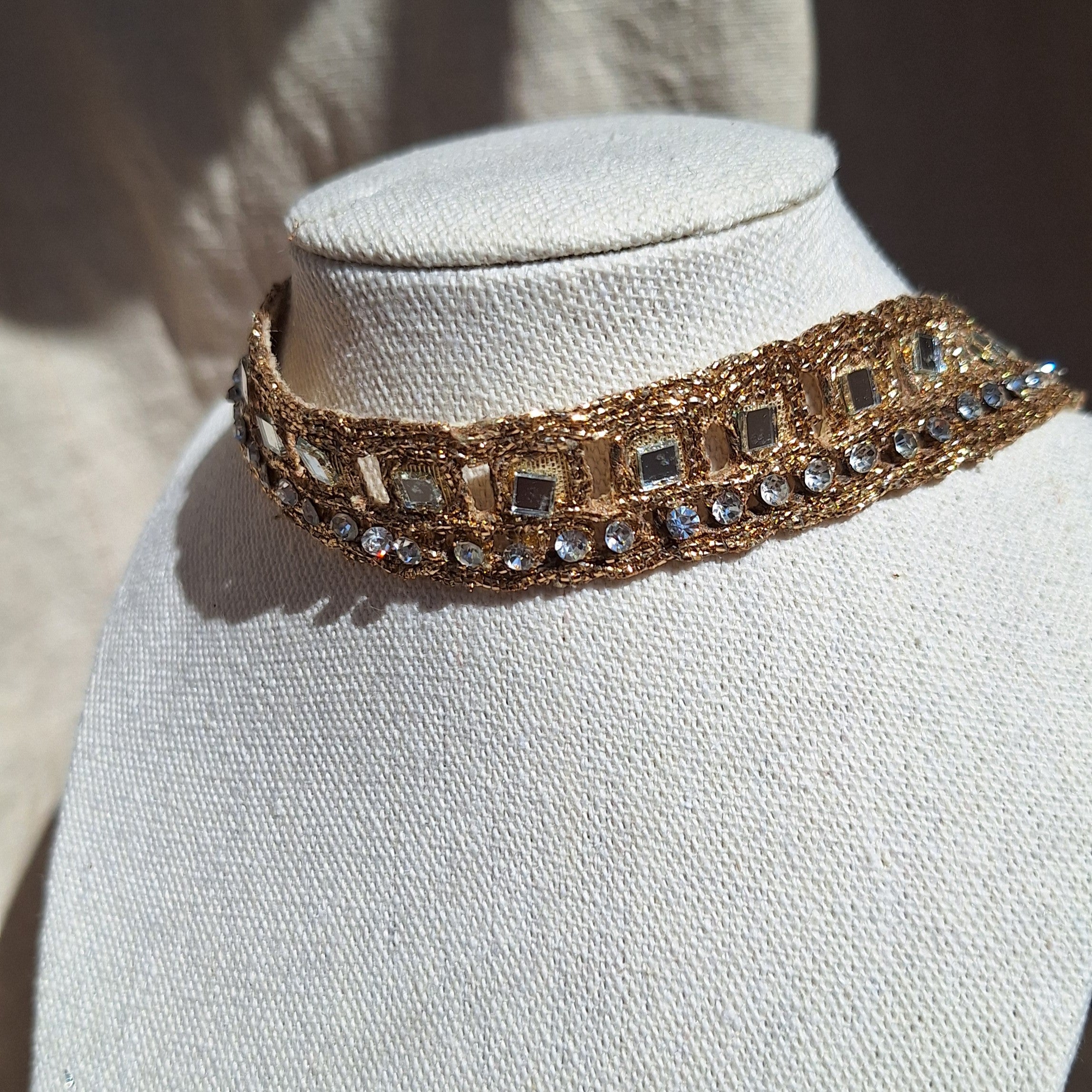Collana Quadratini e Strass - Oro