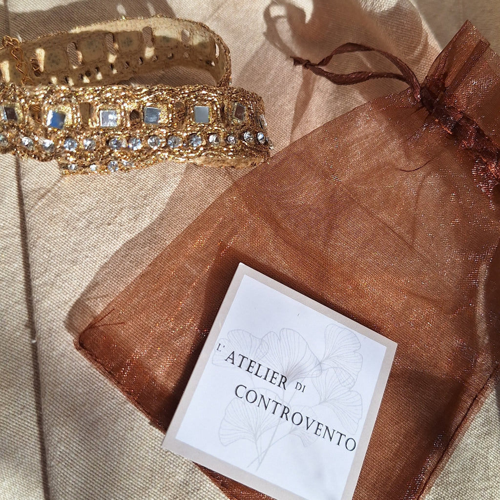 Collana Quadratini e Strass - Oro