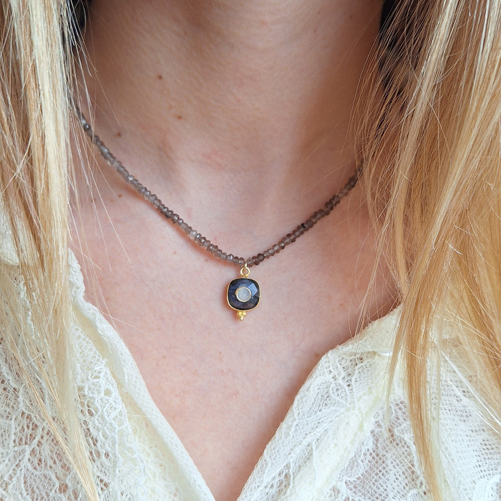 Amuleto del Quadrato - Quarzo Fumè e Labradorite