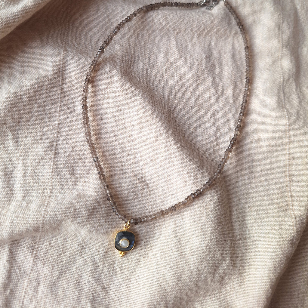 Amuleto del Quadrato - Quarzo Fumè e Labradorite