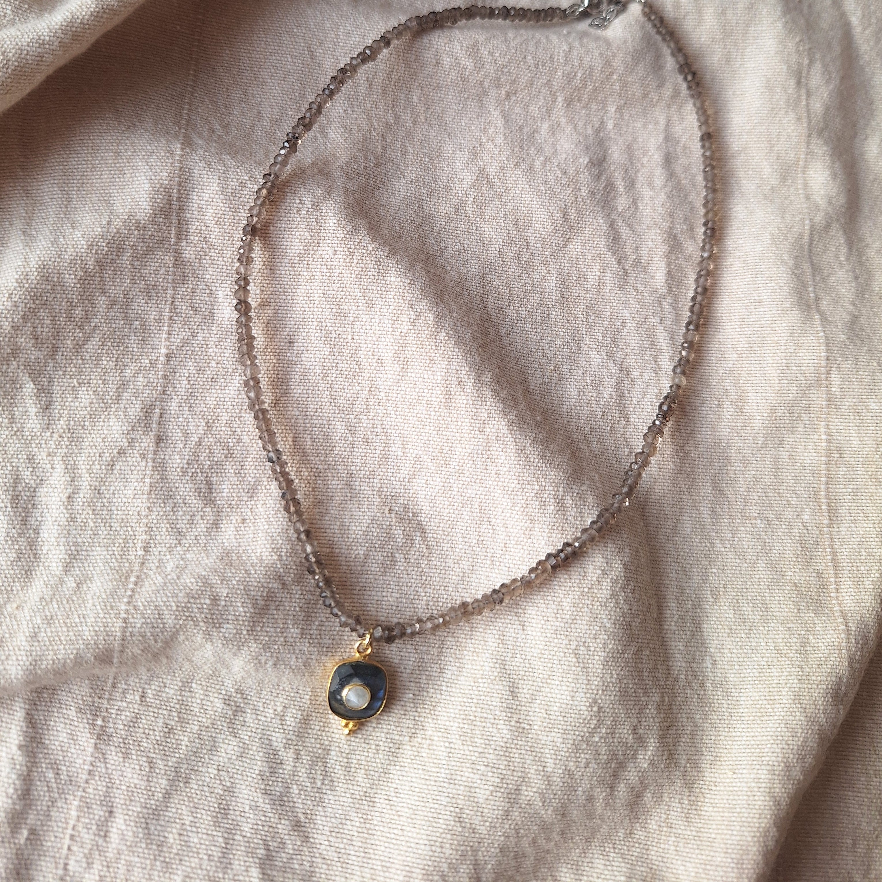 Amuleto del Quadrato - Quarzo Fumè e Labradorite