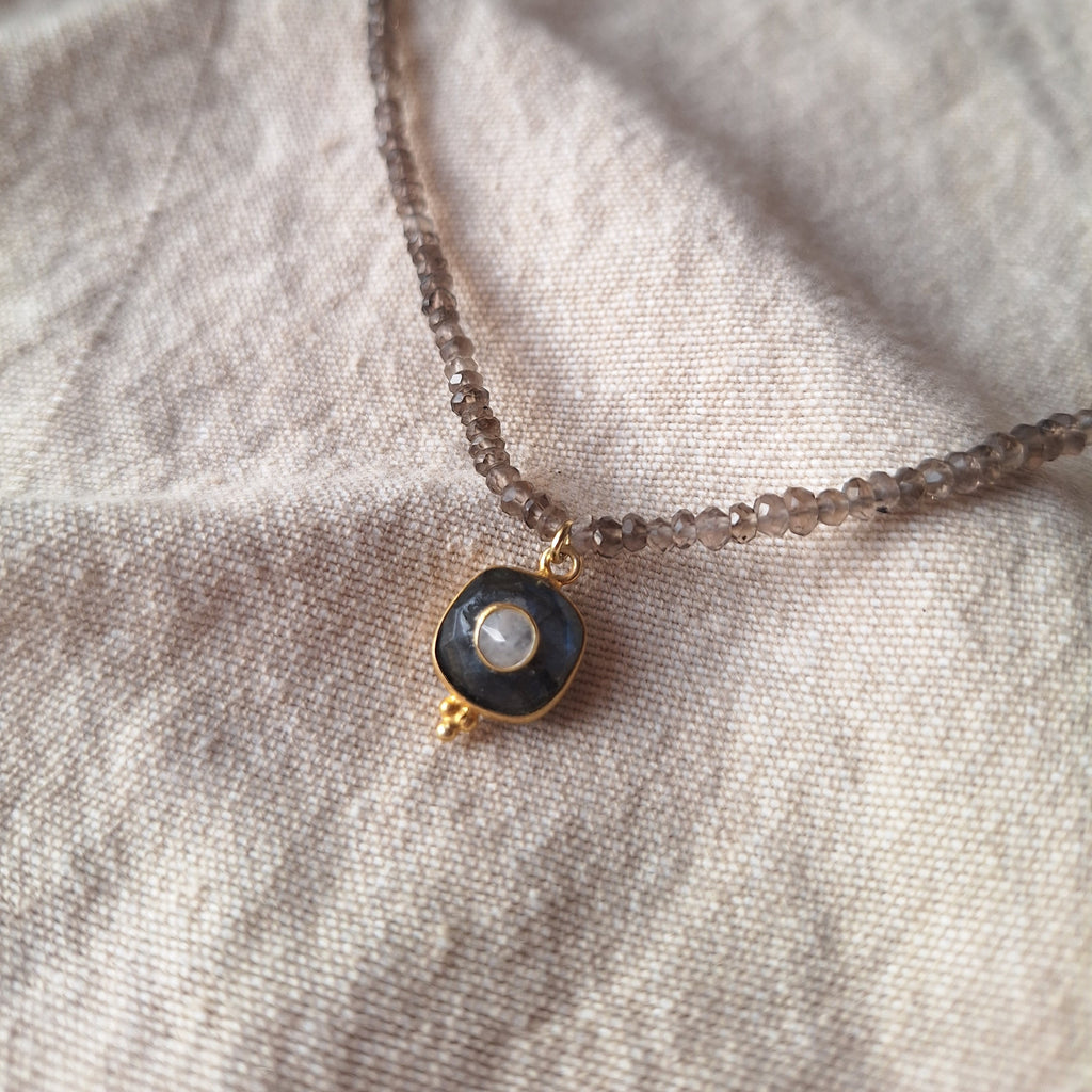 Amuleto del Quadrato - Quarzo Fumè e Labradorite