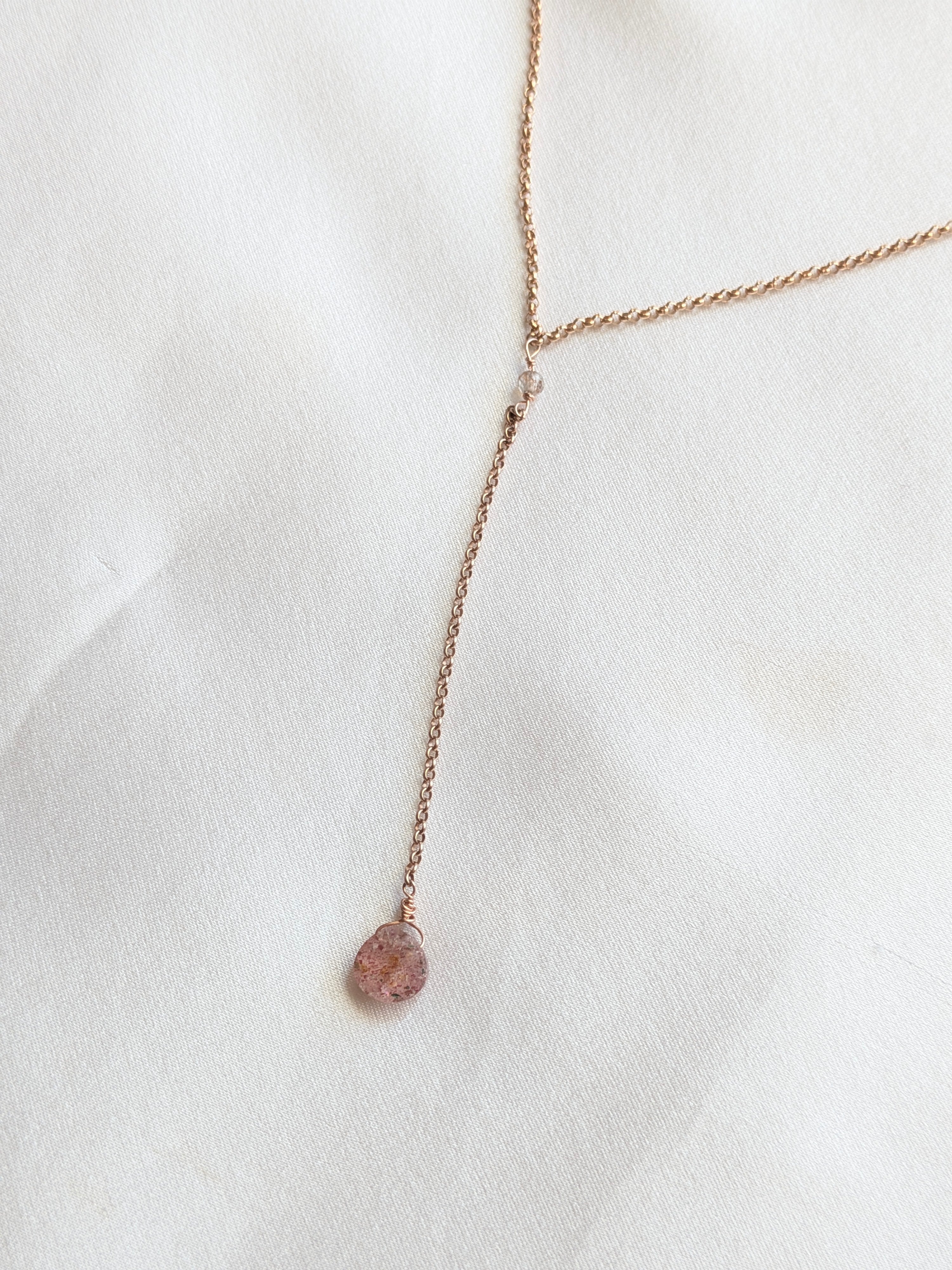 Collana Cascata di Gemme con Quarzo Fragola