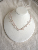 Collana Rosario lunga con pietre a goccia - quarzo rosa