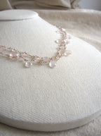 Collana Rosario lunga con pietre a goccia - quarzo rosa