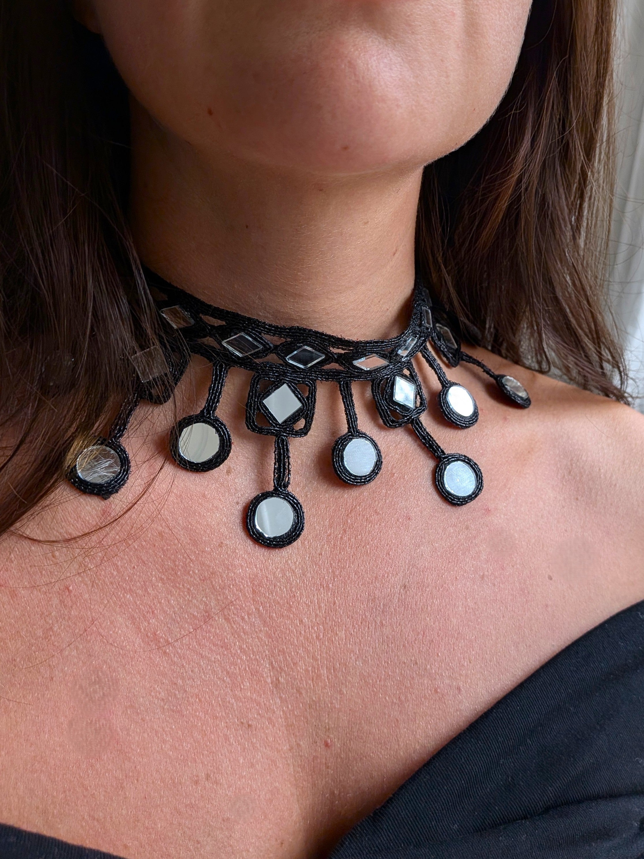 Collana Rombi e Cerchi - nero