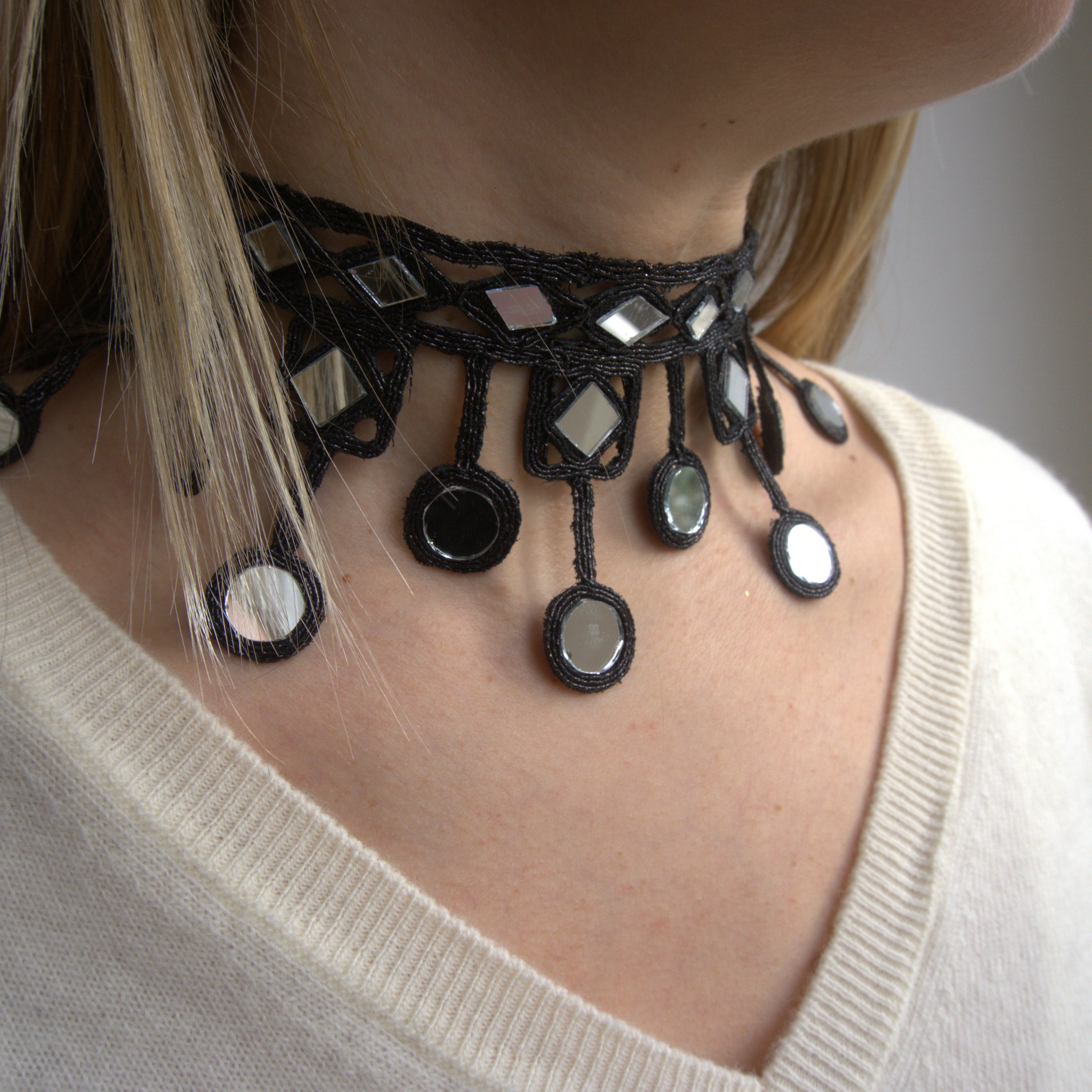Collana Rombi e Cerchi - nero