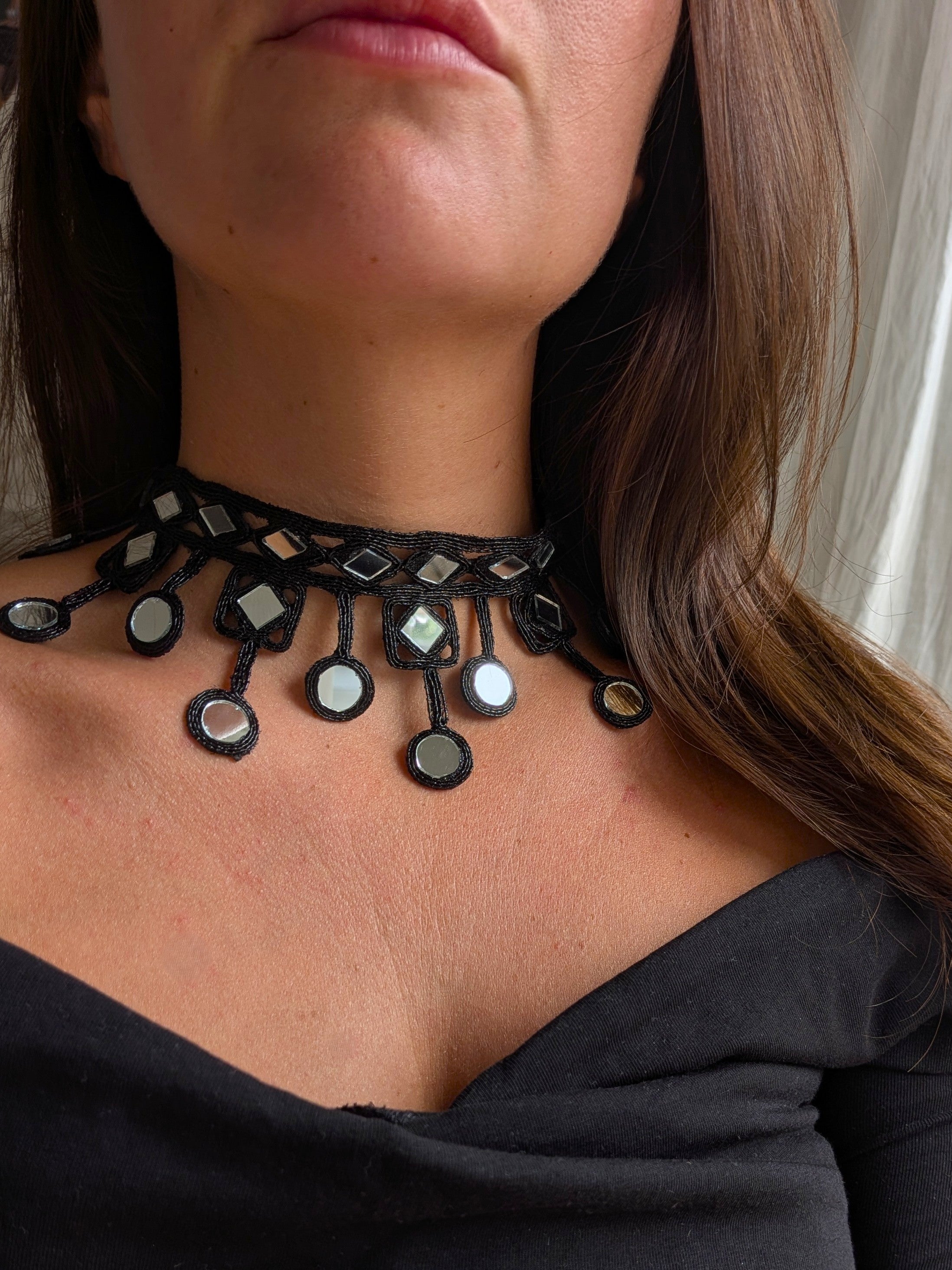 Collana Rombi e Cerchi - nero