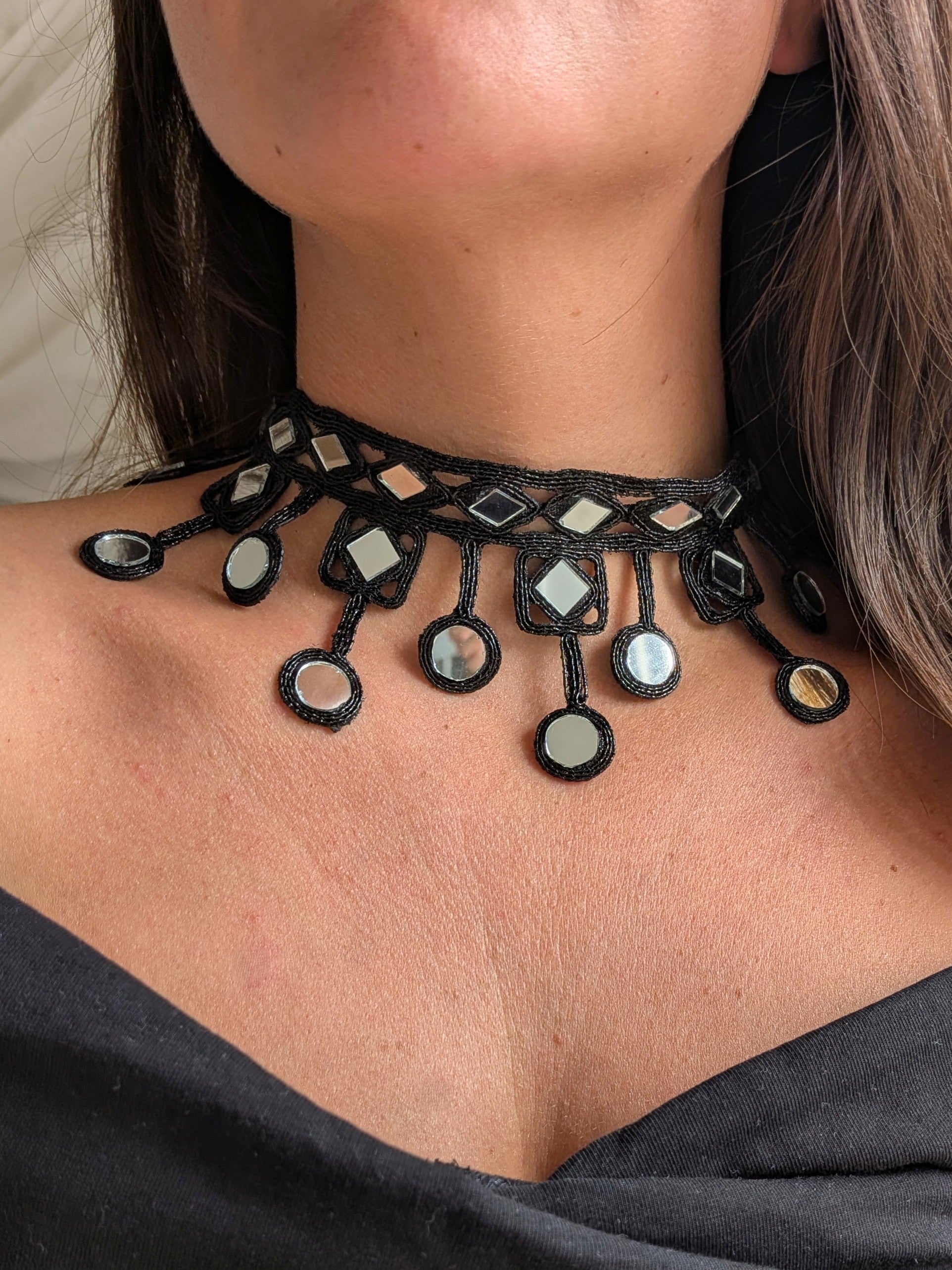 Collana Rombi e Cerchi - nero