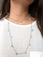 Collana Rosario lunga con pietre a goccia - Amazzonite