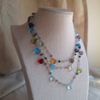 Collana Rosario lunga con pietre a goccia - multicolor