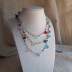 Collana Rosario lunga con pietre a goccia - multicolor