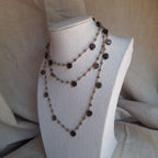 Collana Rosario lunga con pietre a goccia - Quarzo Fumè