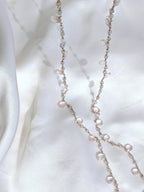 Collana Rosario lunga con pietre a goccia - quarzo rosa