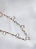 Collana Rosario lunga con pietre a goccia - quarzo rosa