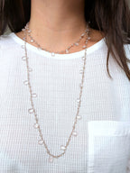 Collana Rosario lunga con pietre a goccia - quarzo rosa