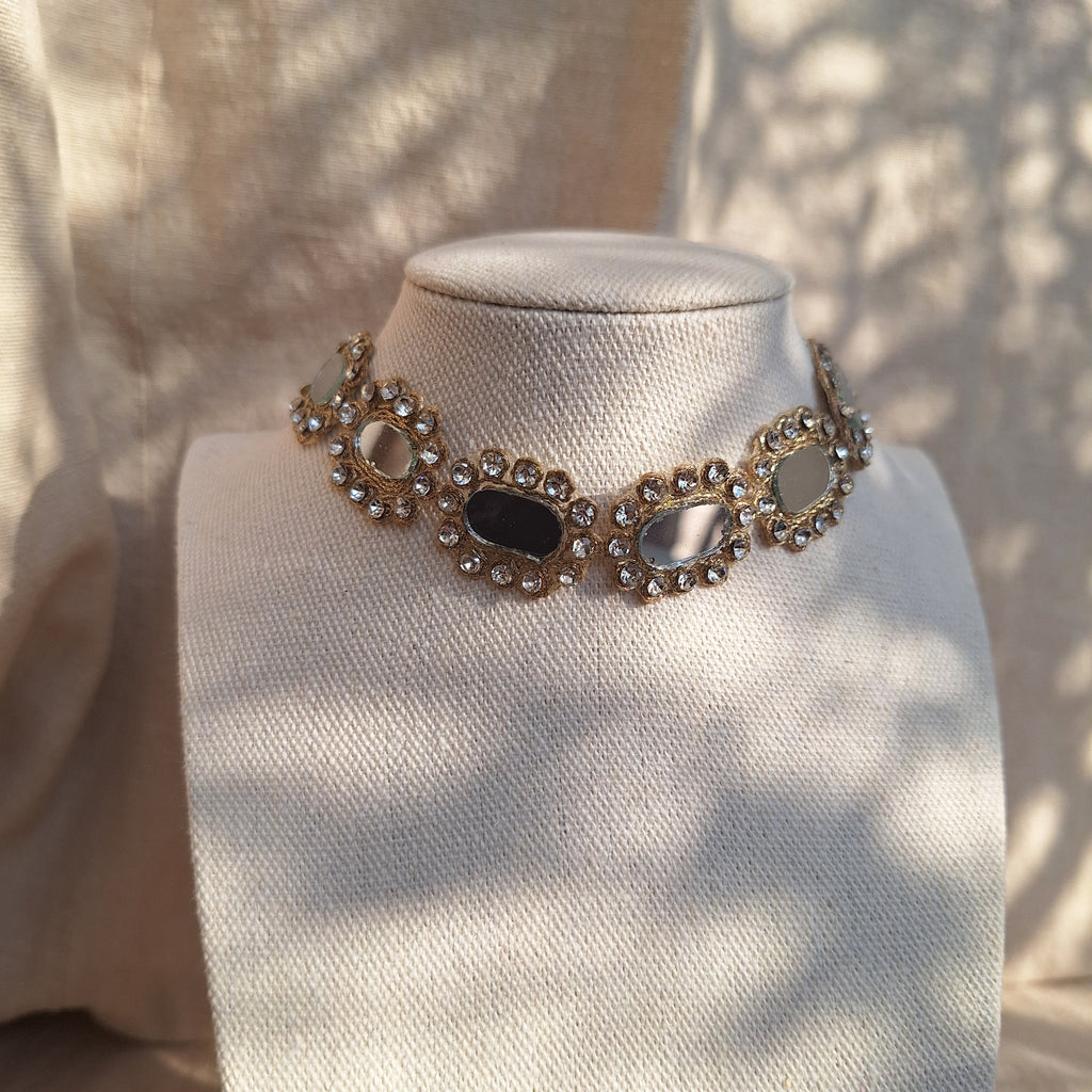 Collana Ovali e Strass - Oro