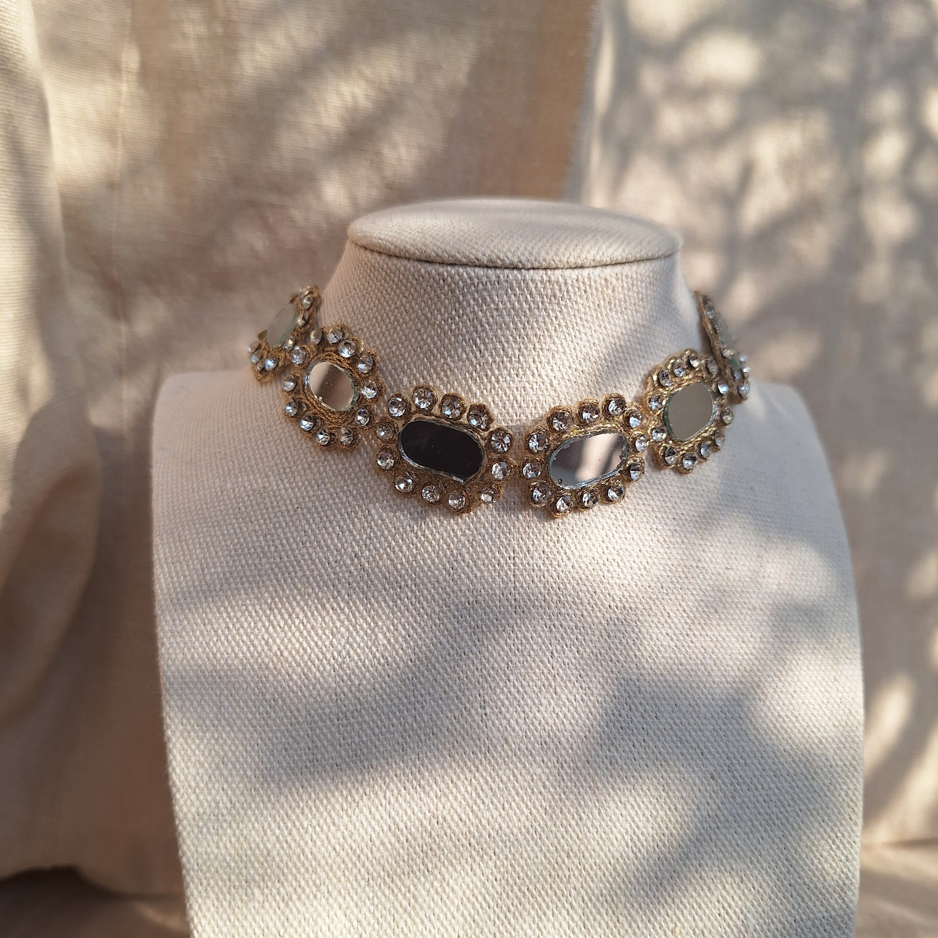 Collana Ovali e Strass - Oro