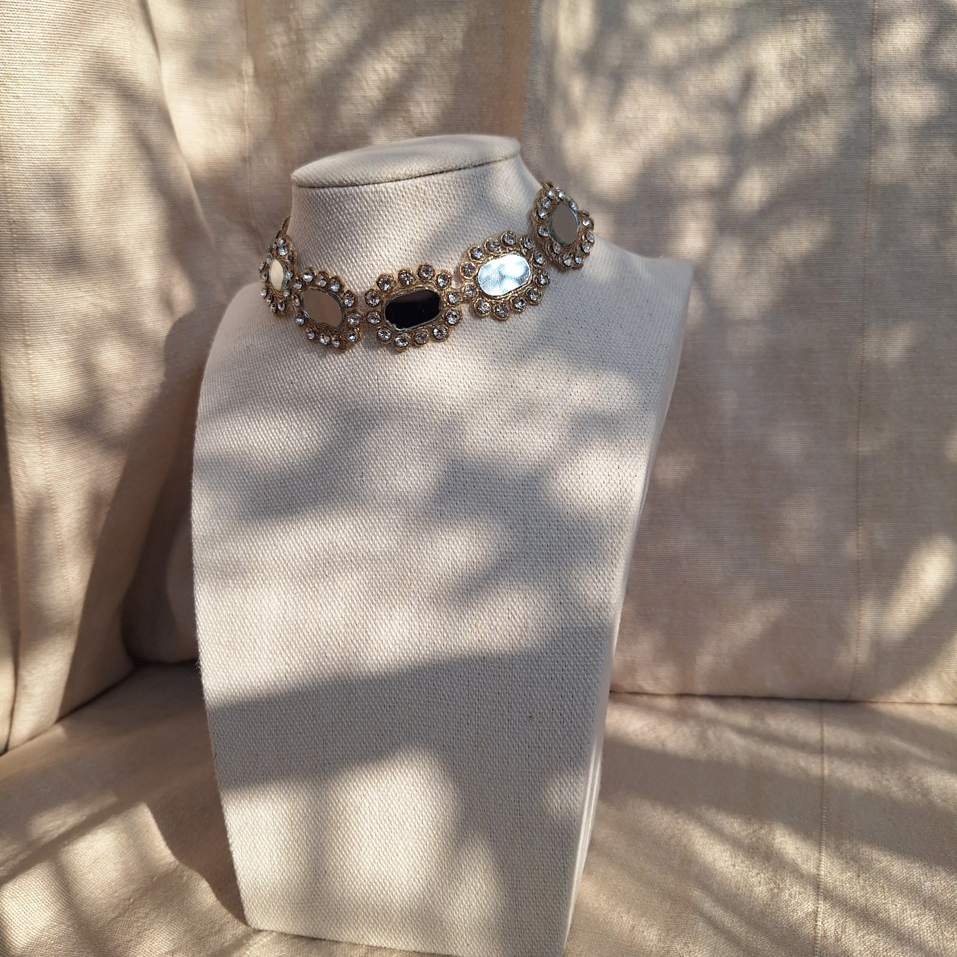 Collana Ovali e Strass - Oro