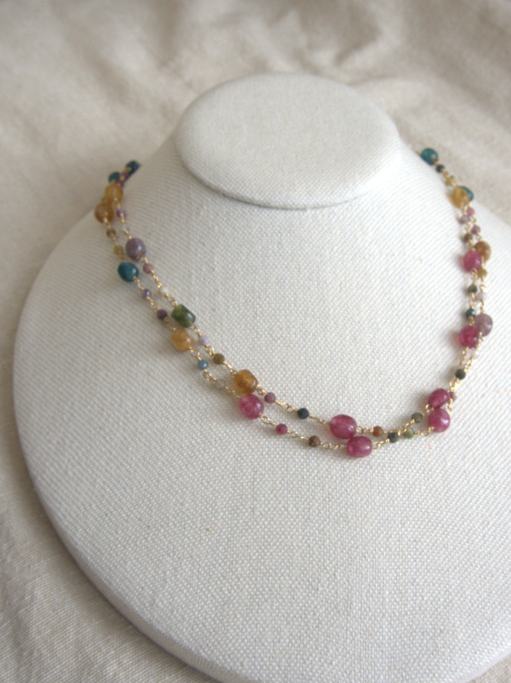 Collana Rosario lunga con pietre a goccia - tormalina