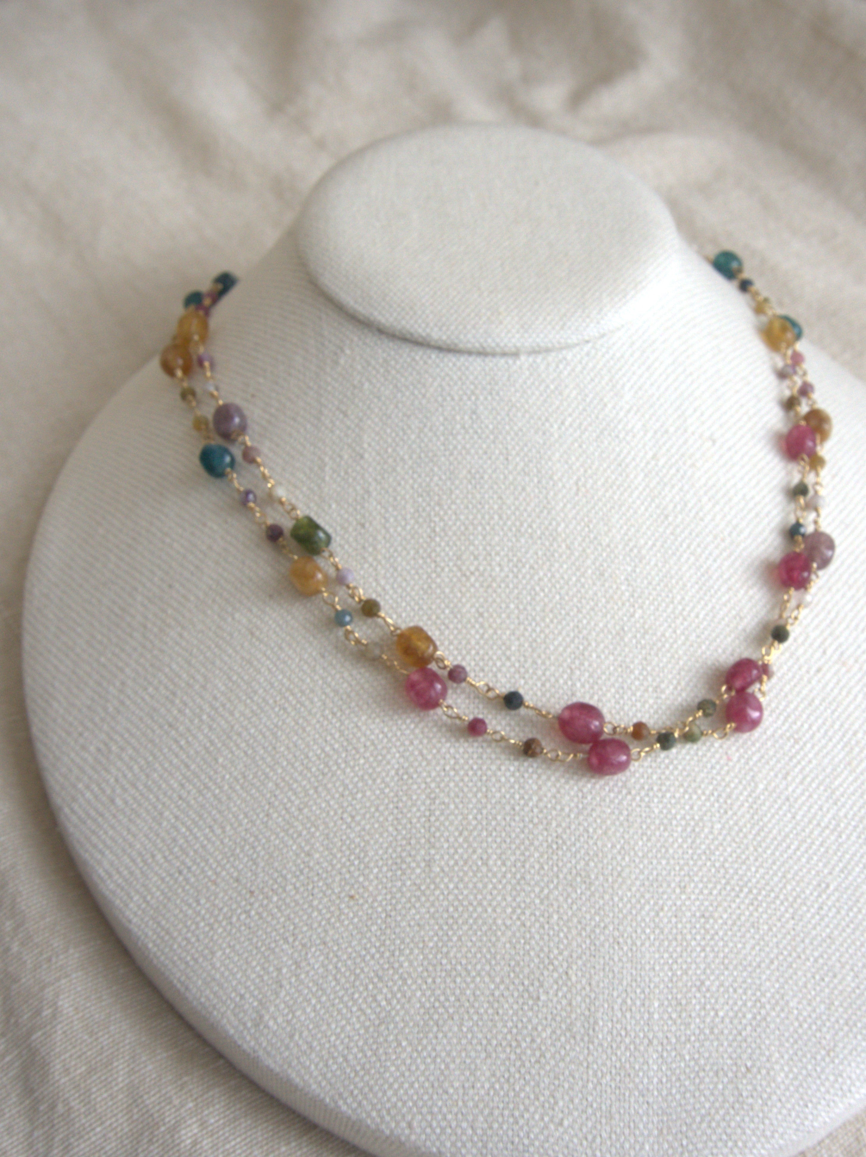 Collana Rosario lunga con pietre a goccia - tormalina