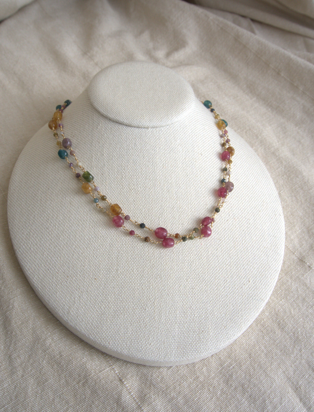 Collana Rosario lunga con pietre a goccia - tormalina