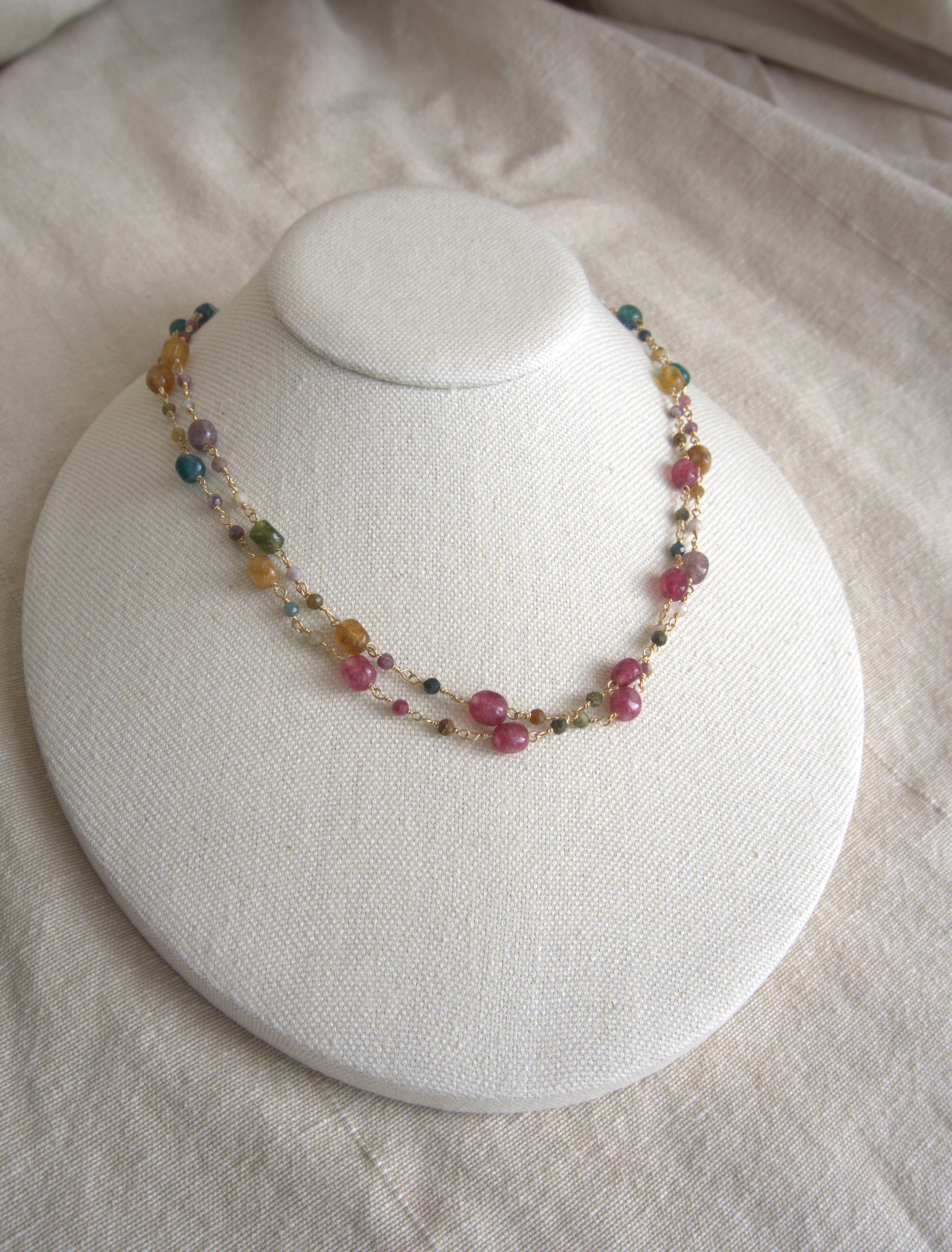 Collana Rosario lunga con pietre a goccia - tormalina