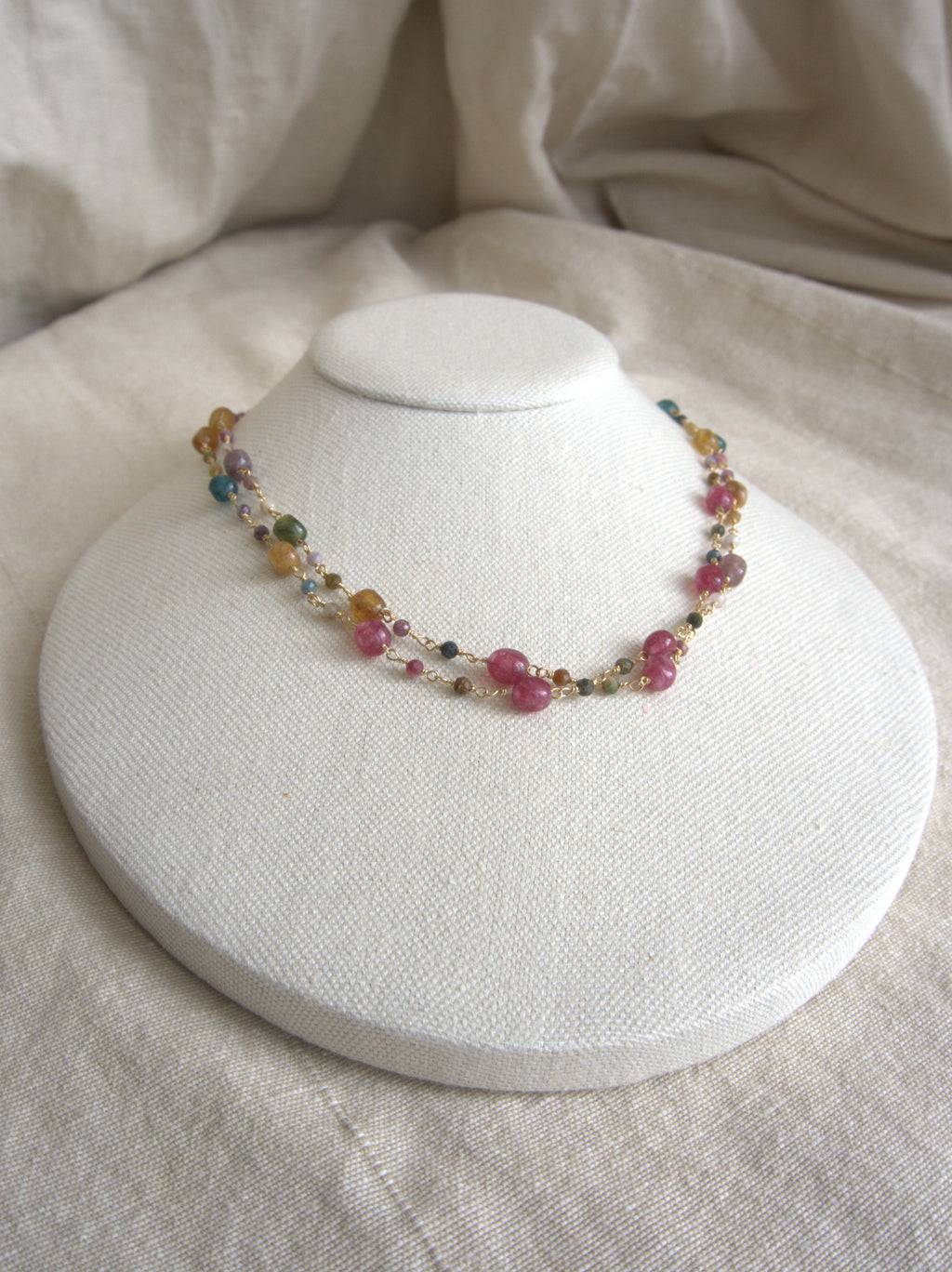 Collana Rosario lunga con pietre a goccia - tormalina