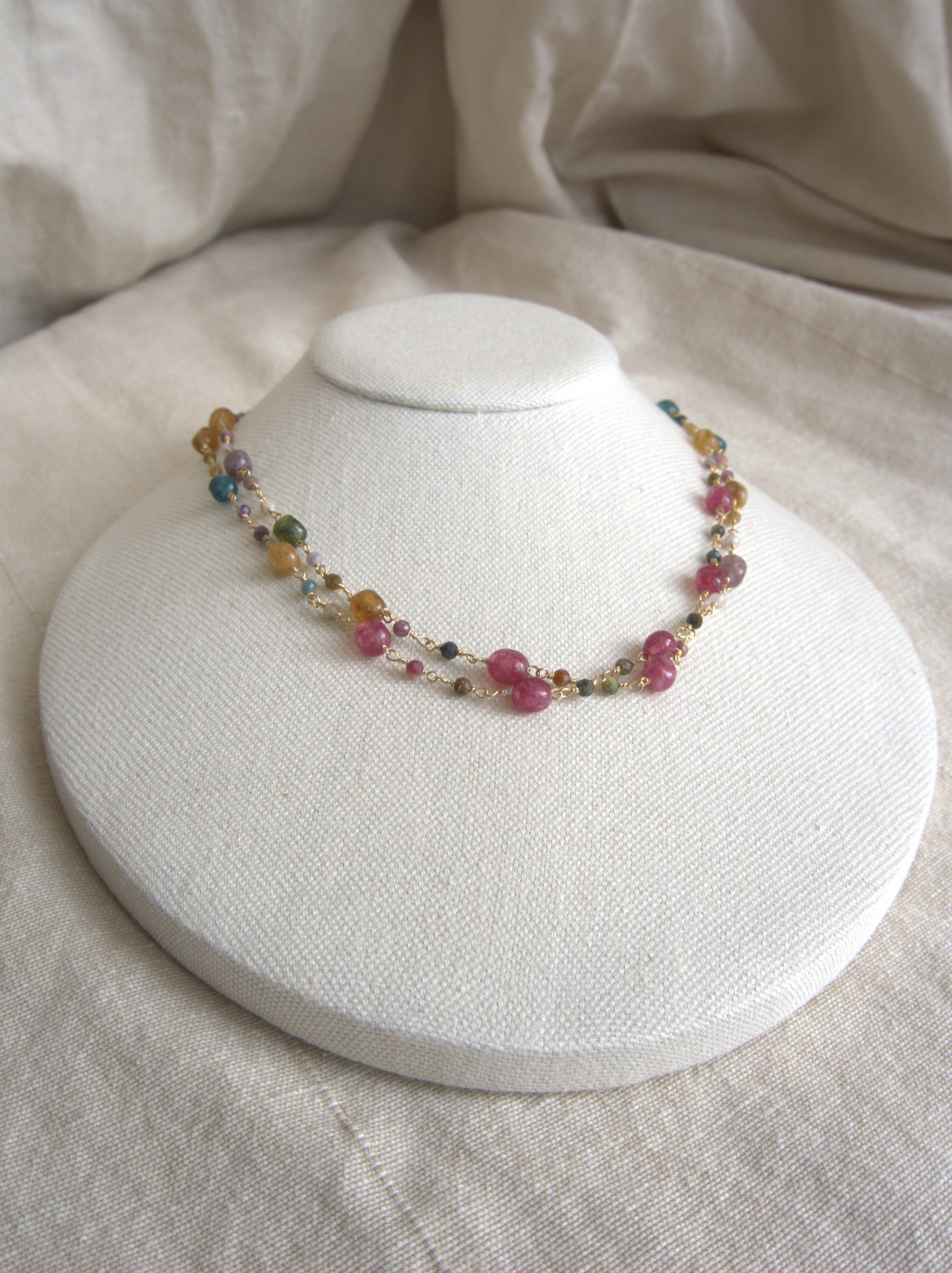 Collana Rosario lunga con pietre a goccia - tormalina