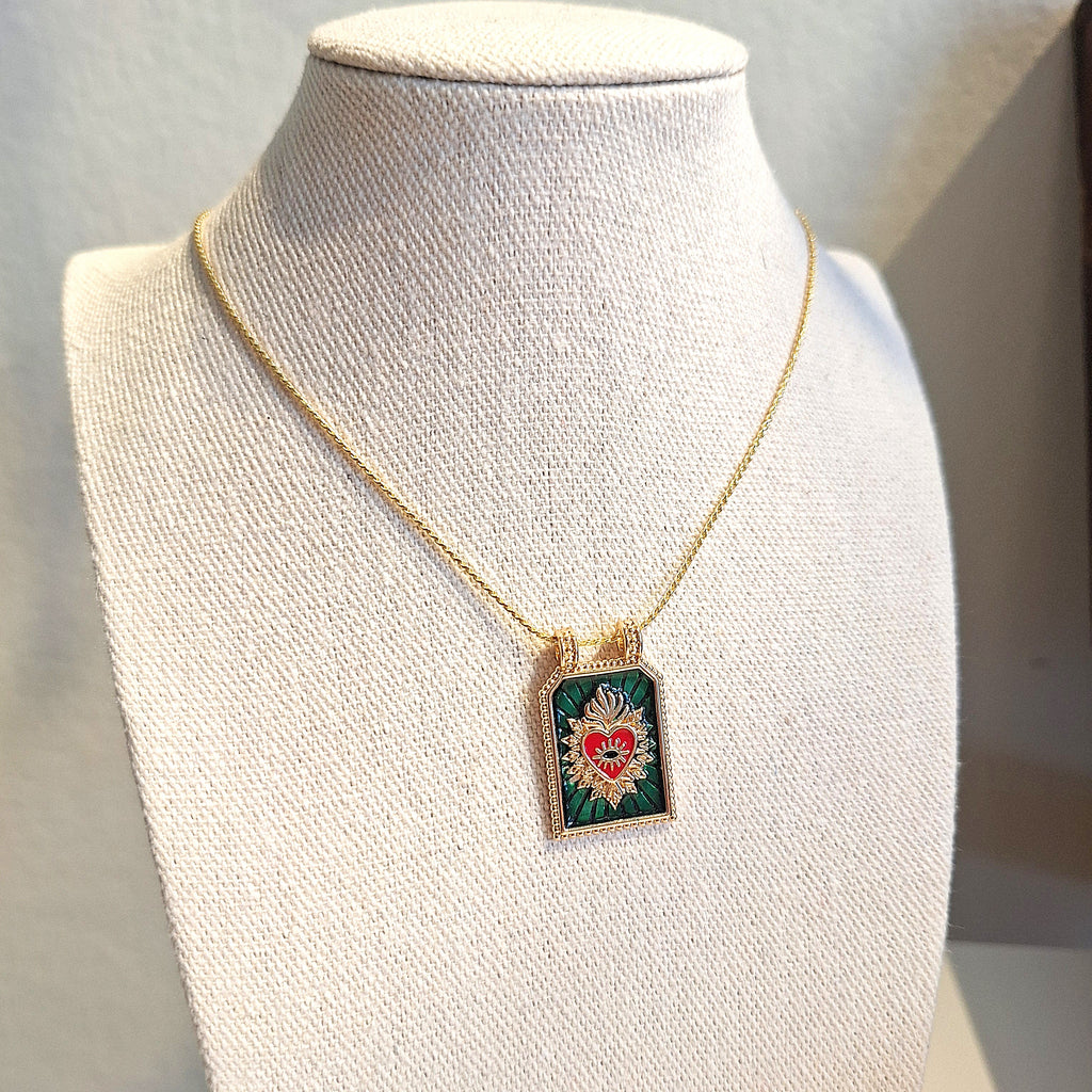 Medaglietta Cuore Sacro - Verde