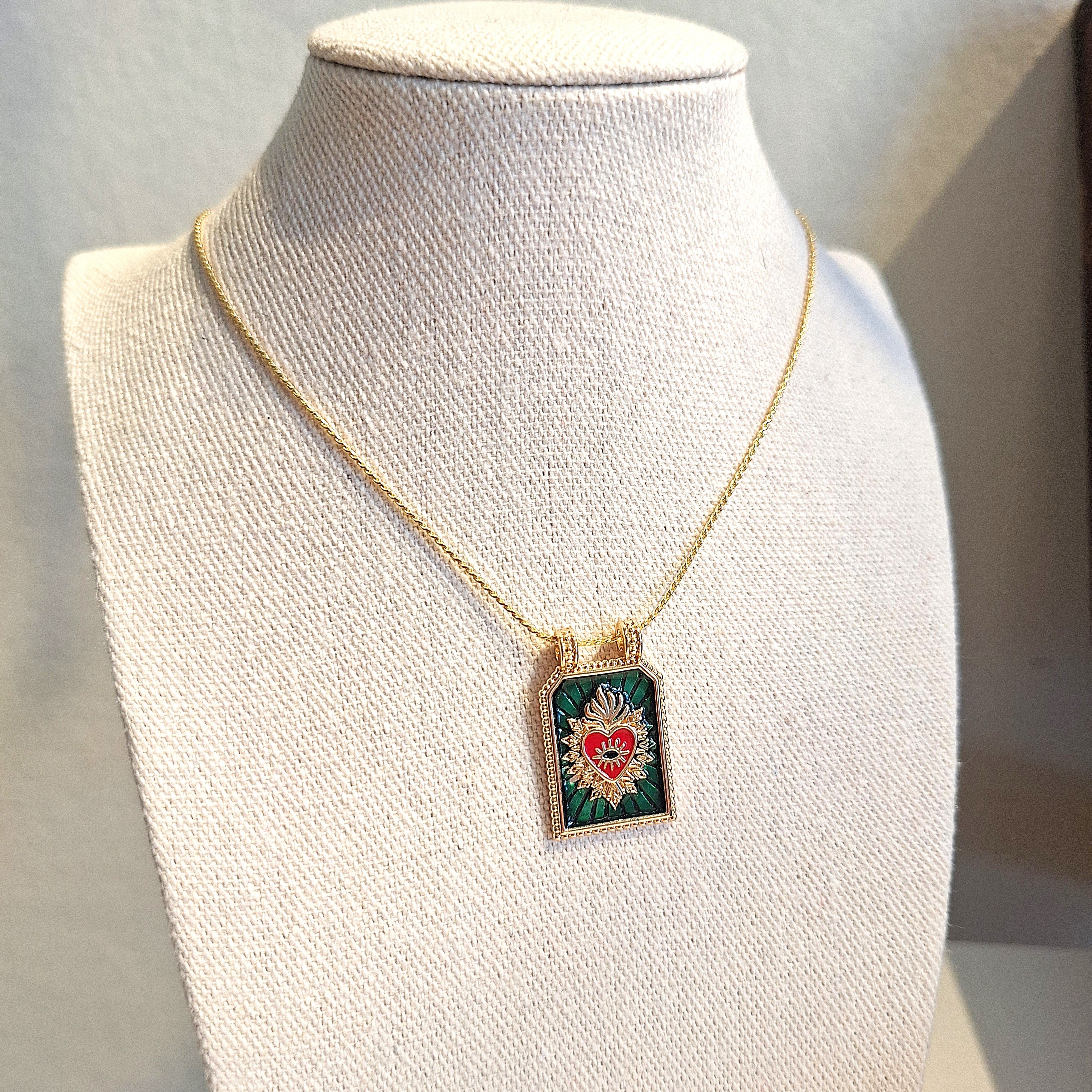 Medaglietta Cuore Sacro - Verde