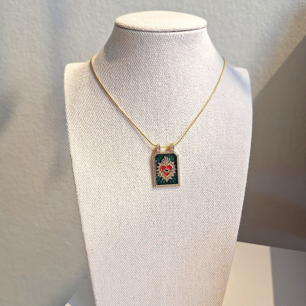 Medaglietta Cuore Sacro - Verde